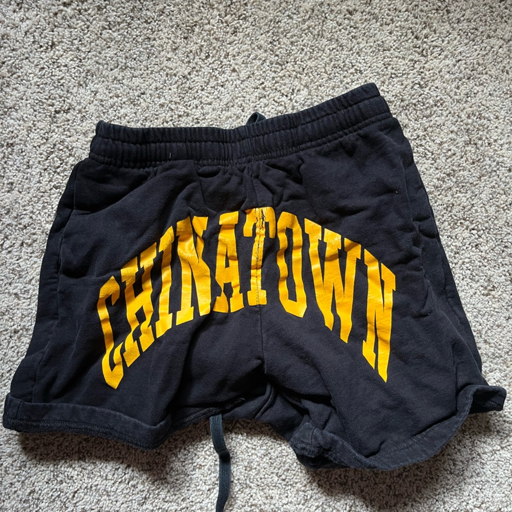 Black Shorts with Yellow Graphic